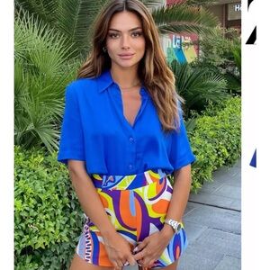 Zara Blue Button blouse